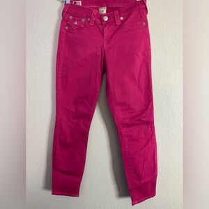 True Religion Women’s Pink Brooklyn Skinny Jeans, Size 26
